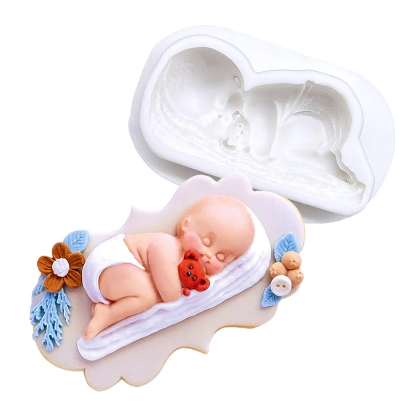 Sleeping Baby Silicone Mold – Realistic Baby Shower Decorating Tool