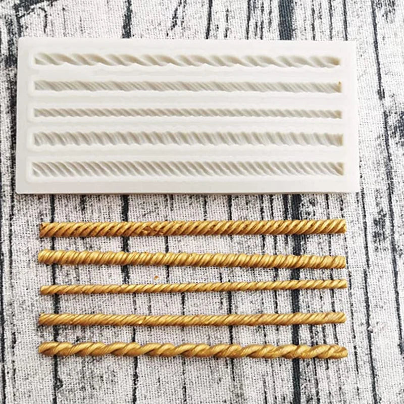 Braided Rope Silicone Mold – Long Twist Strip for Cake Borders & Pie Crusts