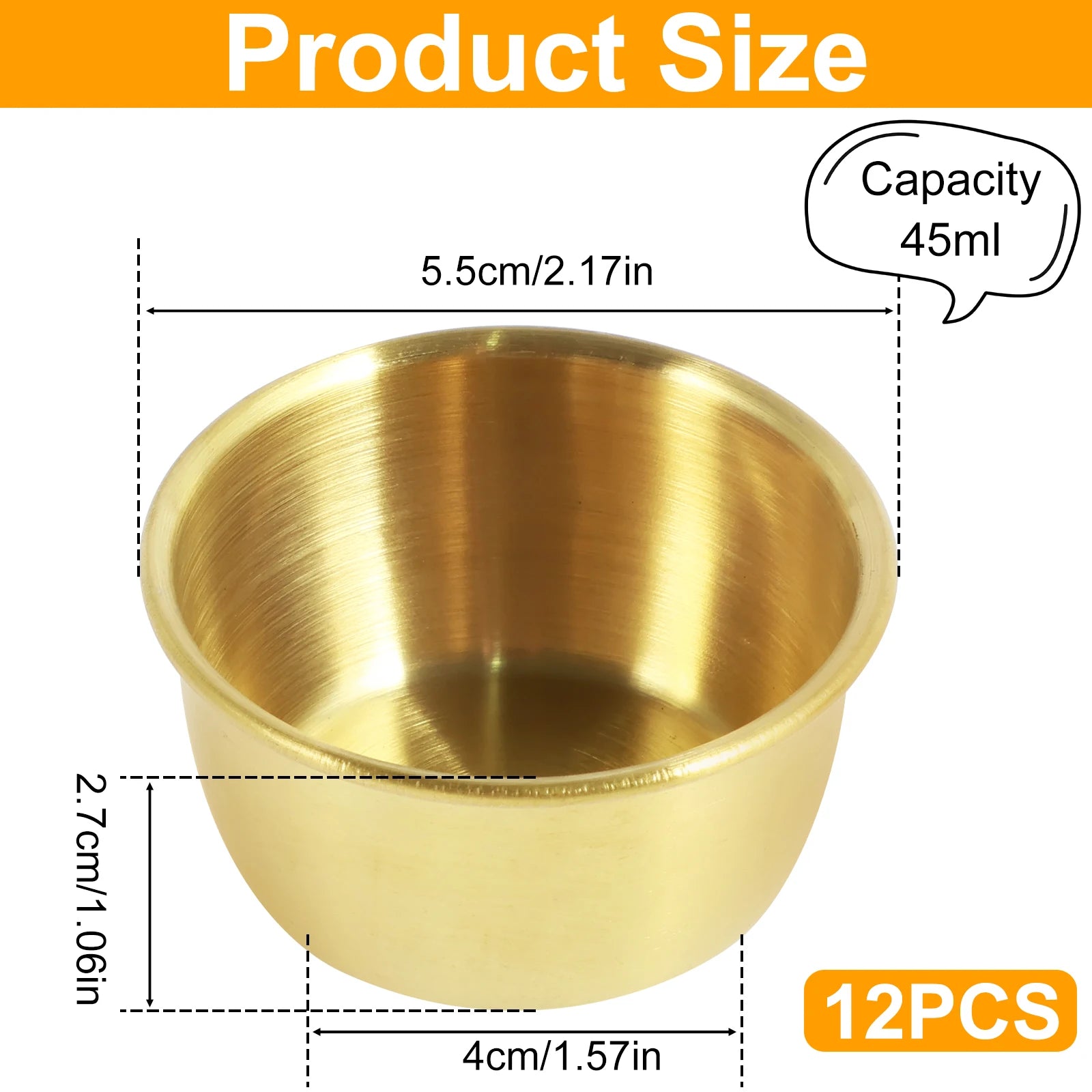 12/24Pcs Stainless Steel Small Sauce Cups – Round Dipping Bowls (45ml / 55ml)