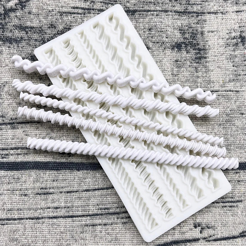 Pearl, Rope & Wave Lace Silicone Mold – Elegant Cake Side Decorating Tool