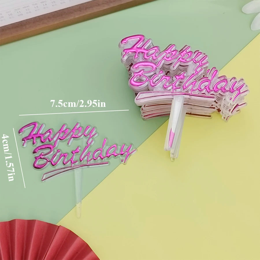 25PCS “Happy Birthday” Gold Cake Decorations – Party Cake Toppers