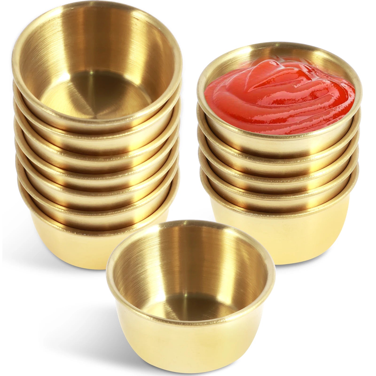 12/24Pcs Stainless Steel Small Sauce Cups – Round Dipping Bowls (45ml / 55ml)