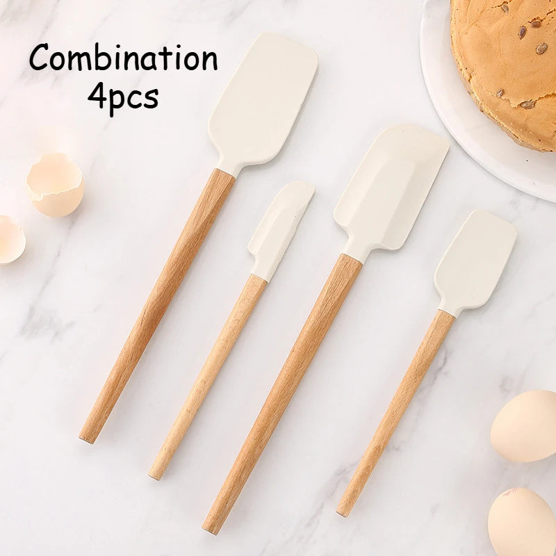 Premium Silicone Spatula Set with Wooden Handles