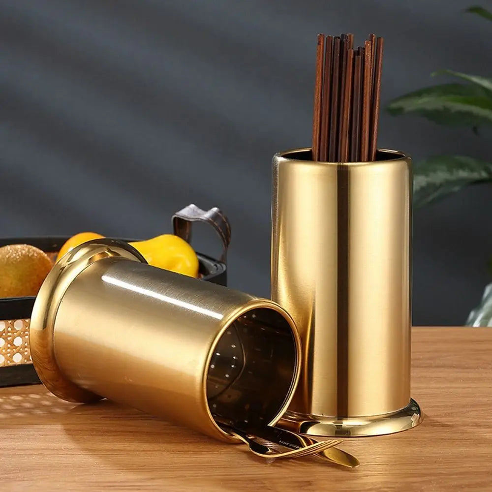 Luxury Gold Stainless Steel Cutlery Organizer | Chopstick & Spoon Drain Rack