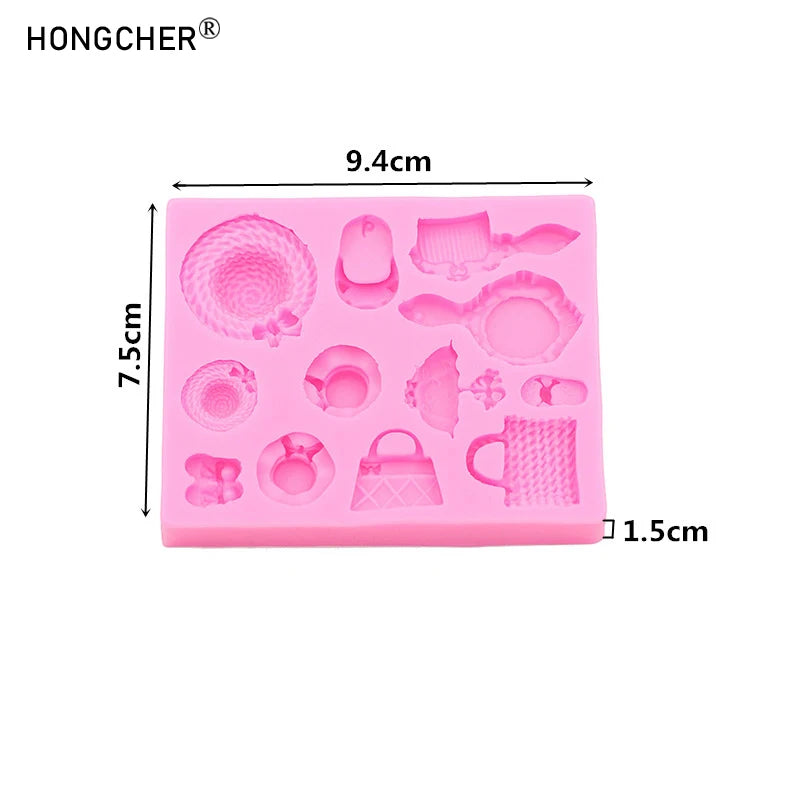 Silicone Moulds Mini Hat, Bag, Comb, Slippers