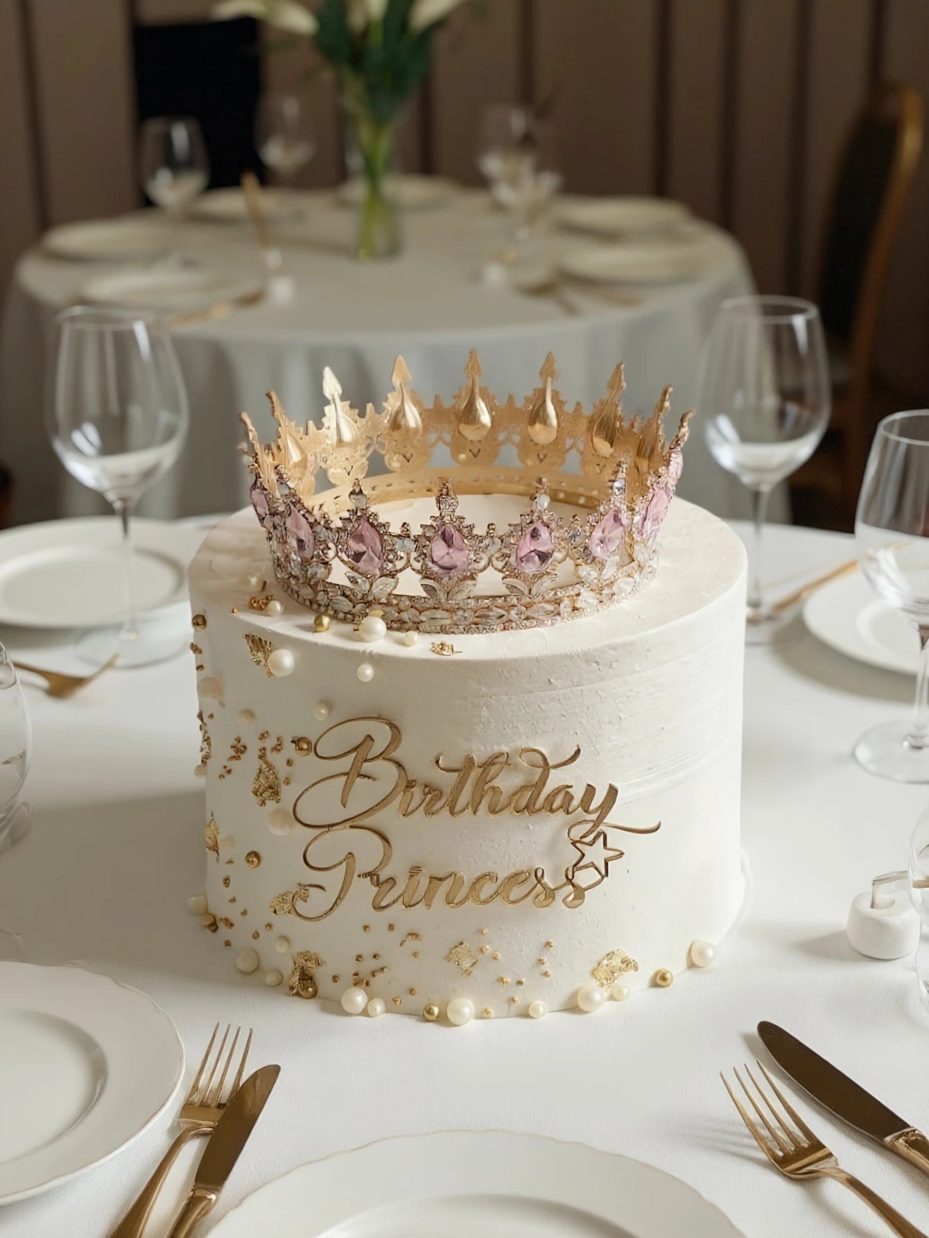 3pcs “Birthday Princess” PMMA Cake Topper – Elegant Letter Decoration