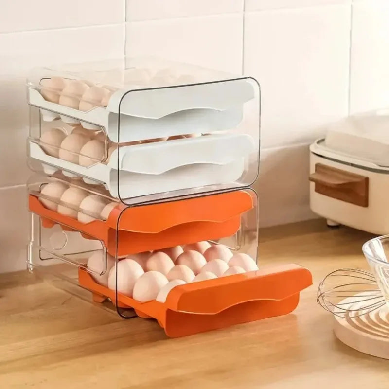 Double-Layer Automatic Rotating Egg Storage Box – Refrigerator Organizer