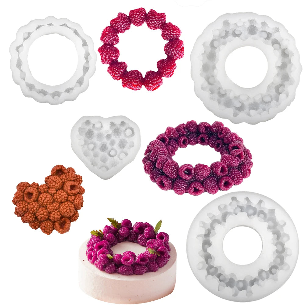 Raspberry Circle &amp; Heart Dessert Mold – Professional French Pastry Silicone Mat