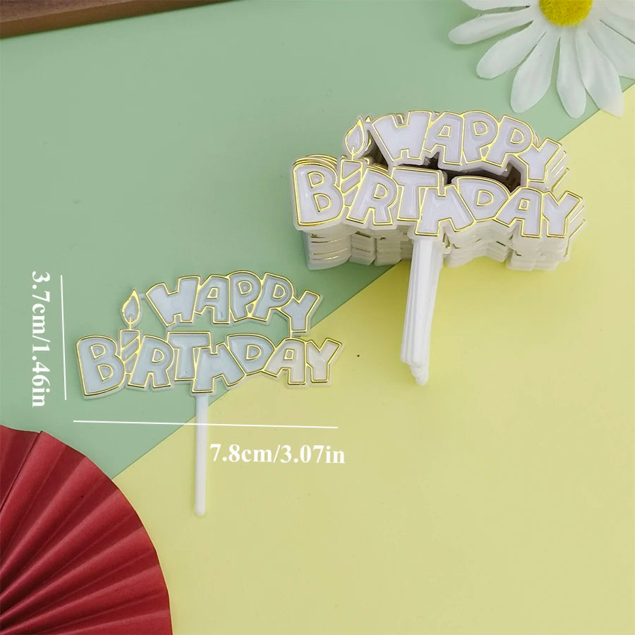 25PCS “Happy Birthday” Gold Cake Decorations – Party Cake Toppers