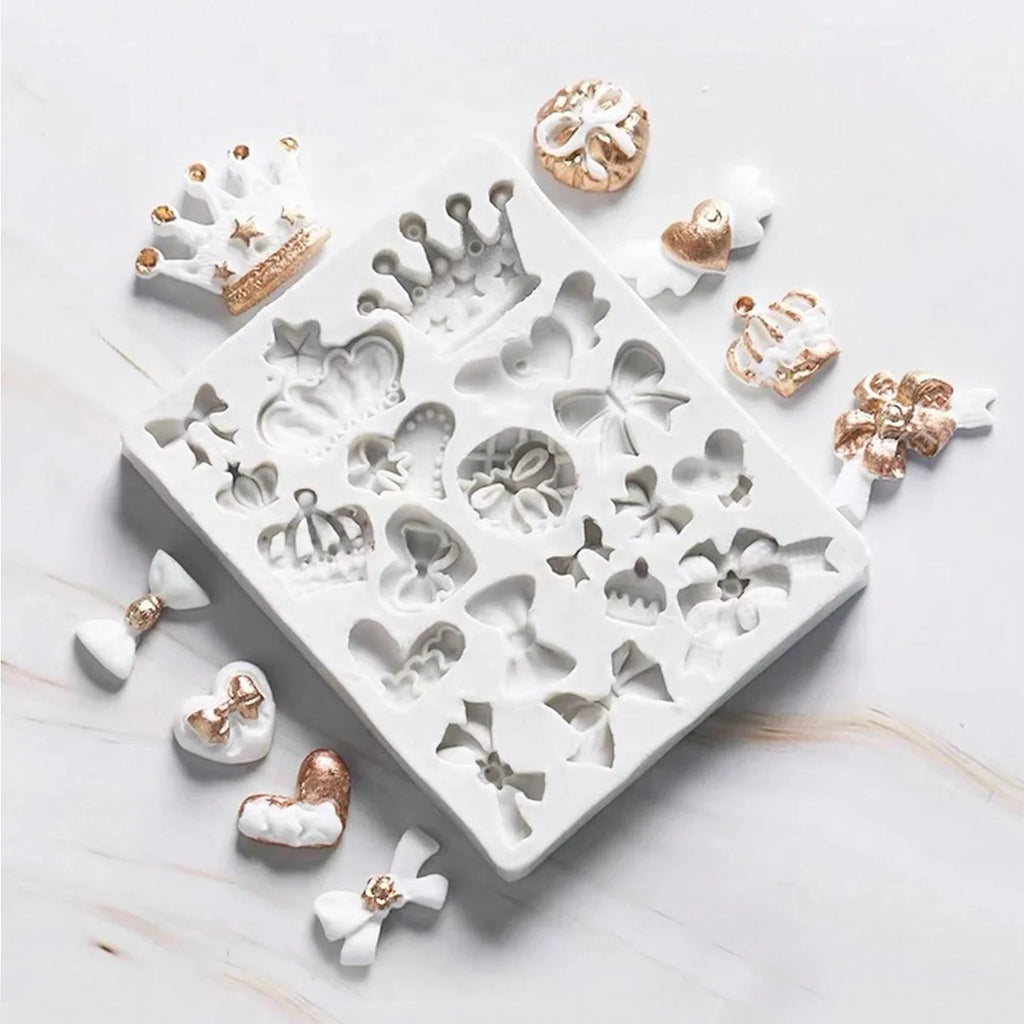 Royal Crown & Bowknot Silicone Mold – Elegant Lace & Pastry Tool