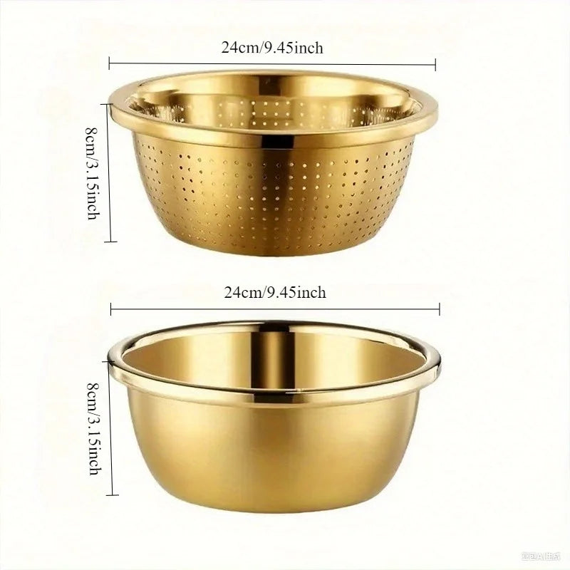 2-Piece Stainless Steel Strainer &amp; Steamer Set – Heavy-Duty Kitchen Duo