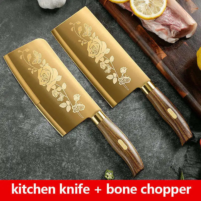 Luxurious Golden Rose 4-Piece Kitchen Knife Set | Professional Stainless Steel