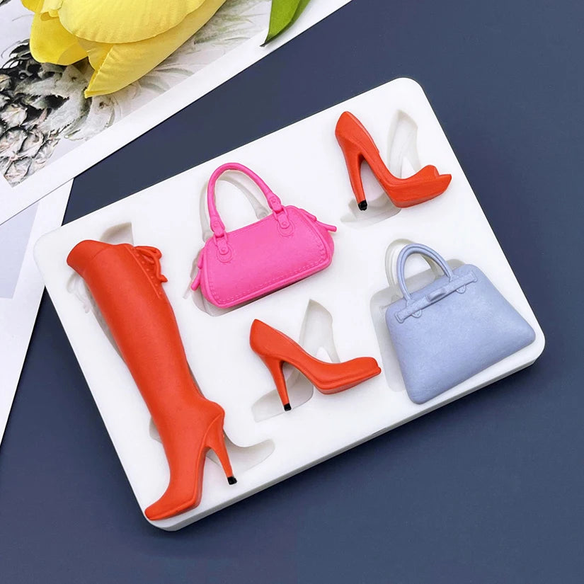 Silicone mold with heels and bag