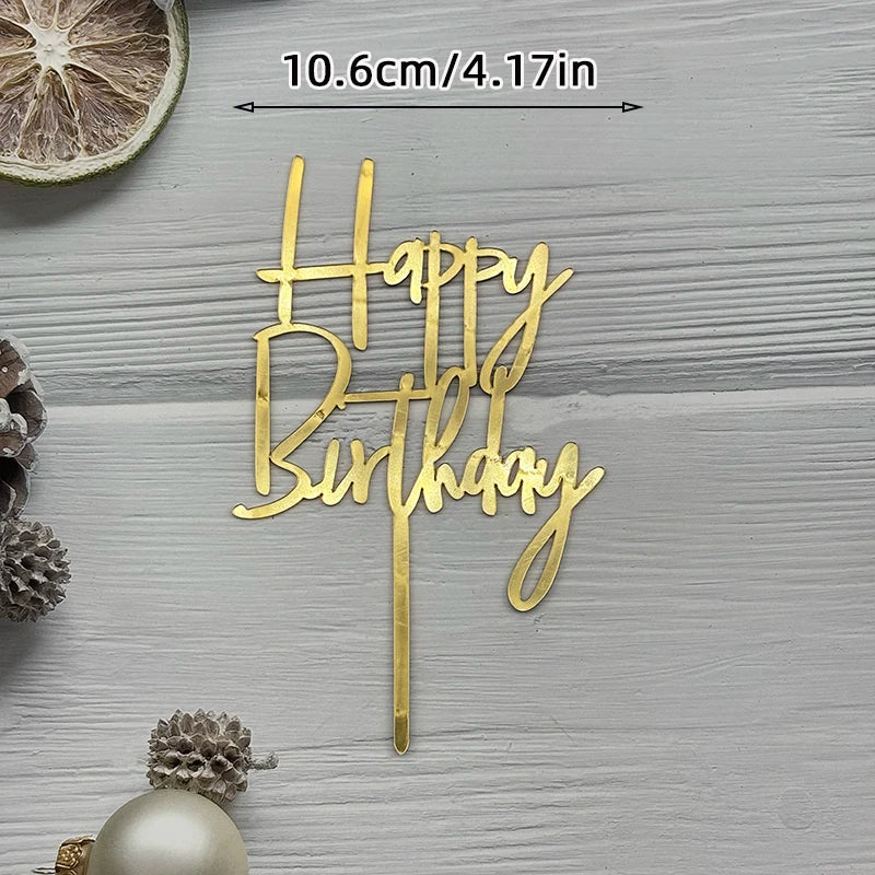 Elegant Rose Gold "Happy Birthday" Cake Topper | Premium Acrylic Decor