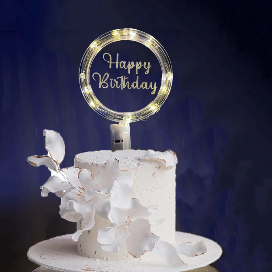 LED acrylic cake decoration "Happy Birthday" - night light