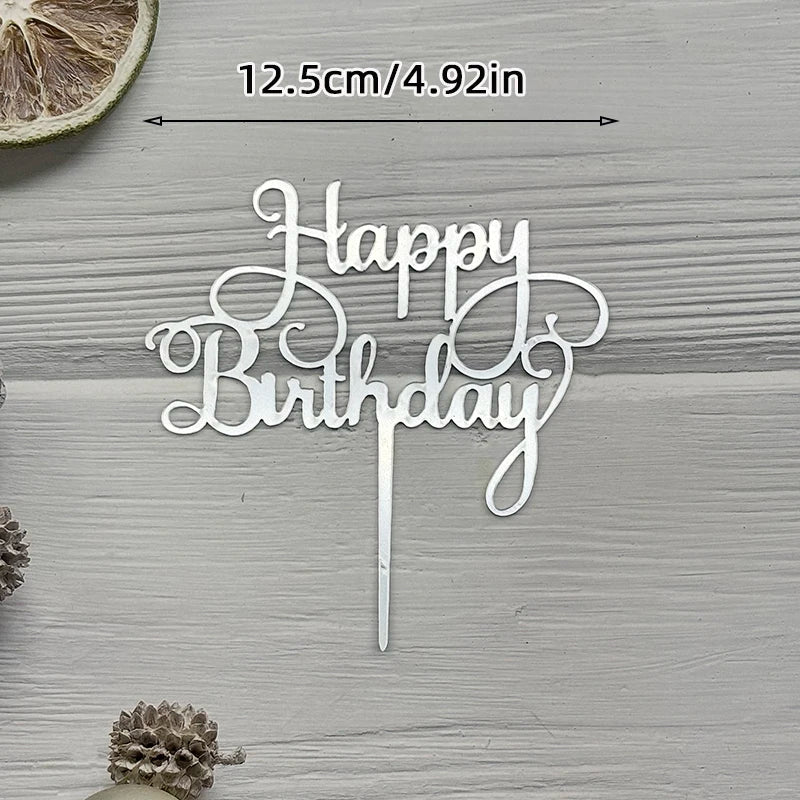 Elegant Rose Gold "Happy Birthday" Cake Topper | Premium Acrylic Decor