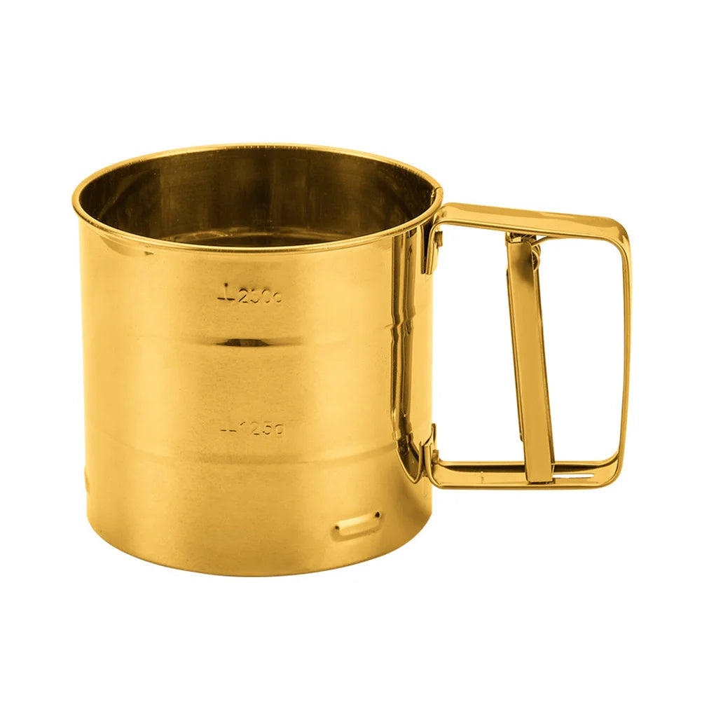Stainless Steel Flour Sieve – Multipurpose Metal Strainer (Golden Cup)