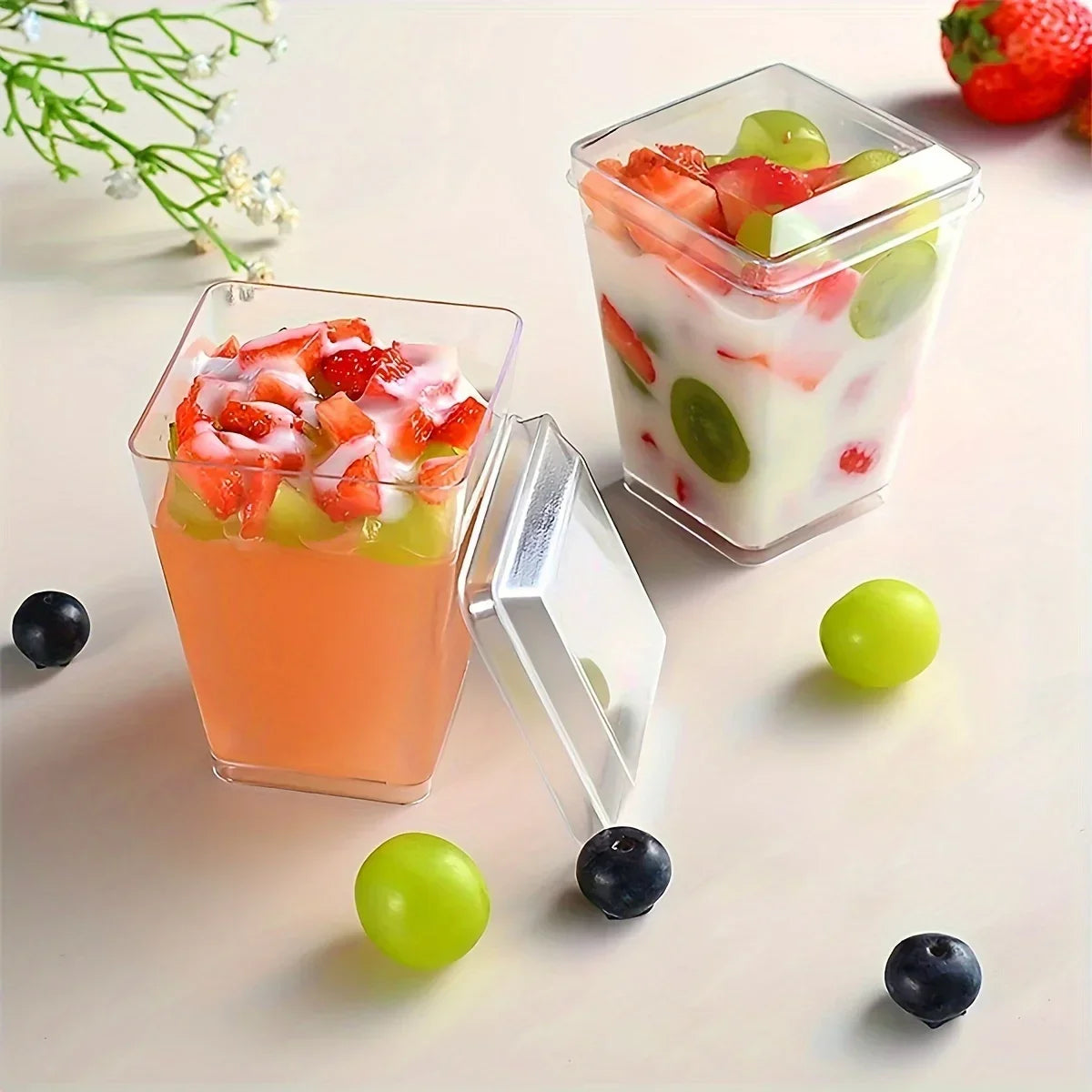 Disposable Plastic Mousse Cups – Ladder Shaped Dessert Cups, 10/20/30pcs