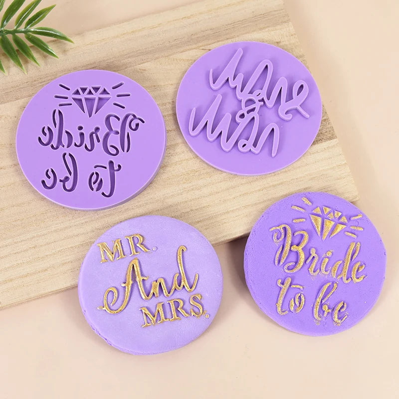 "Bride To Be" & "Mr & Mrs" Wedding Cookie Stamp Set – Elegant Bridal Decor