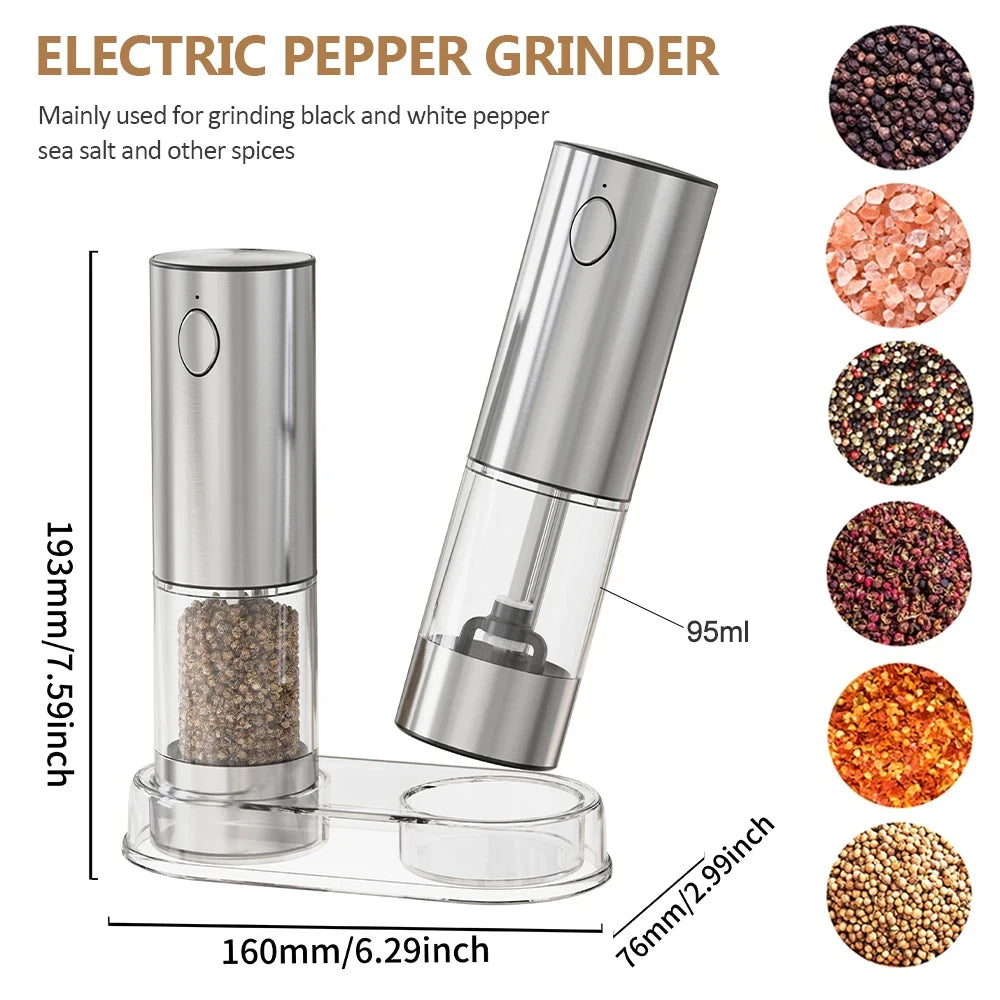 Electric Pepper Grinder – USB Rechargeable Stainless Steel Spice Mill