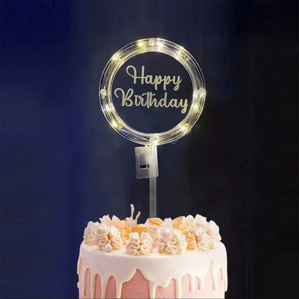 LED acrylic cake decoration "Happy Birthday" - night light