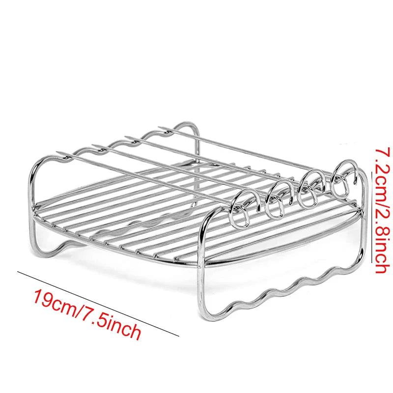 Air Fryer Baking Rack – Metal Grill Accessory (Square / Round / Rectangle)