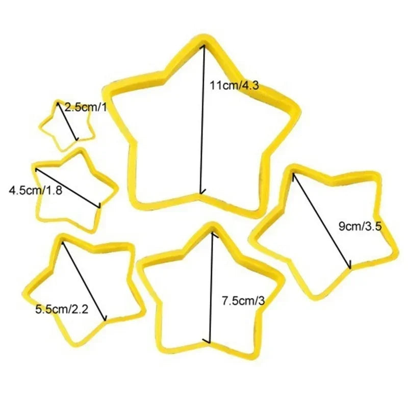 6Pcs/Set 3D DIY Pentagram & Christmas Tree Cookie Cutter Set