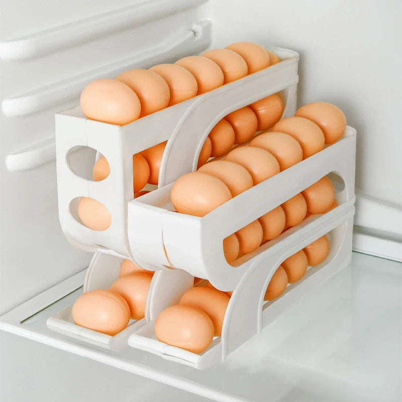 Automatic Roll-Out Egg Storage Box – 30-Egg Refrigerator Organizer