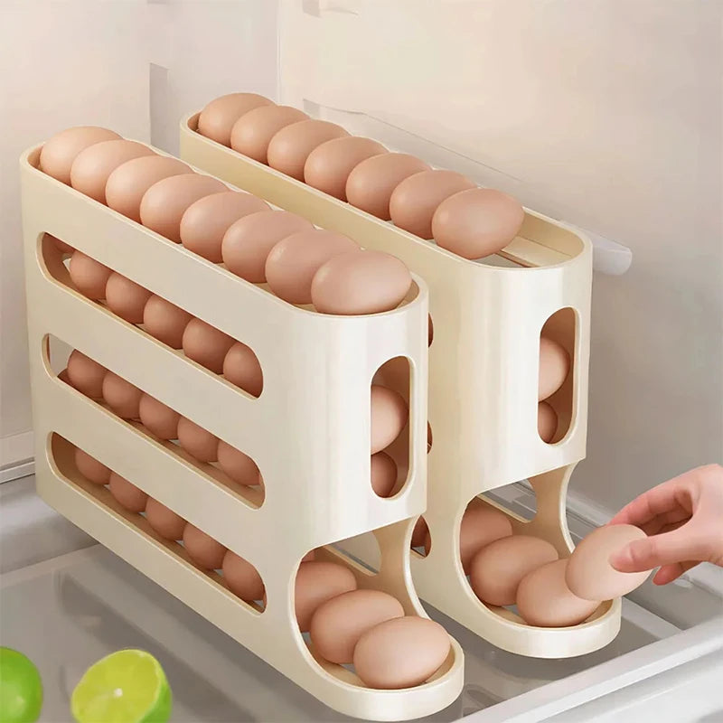 Automatic Roll-Out Egg Storage Box – 30-Egg Refrigerator Organizer