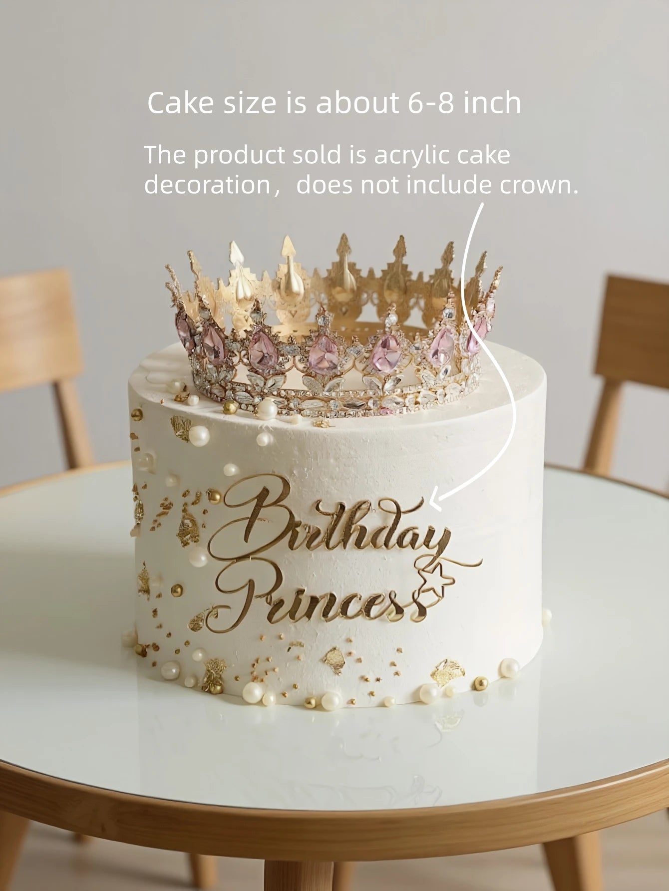 3pcs “Birthday Princess” PMMA Cake Topper – Elegant Letter Decoration