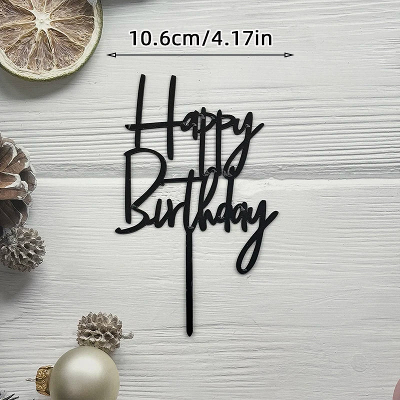 Elegant Rose Gold "Happy Birthday" Cake Topper | Premium Acrylic Decor