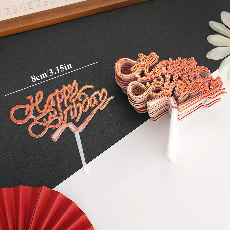 25PCS “Happy Birthday” Gold Cake Decorations – Party Cake Toppers