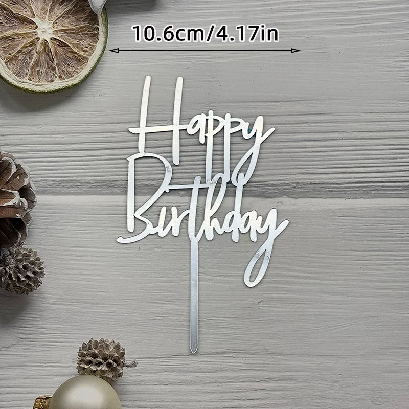 Elegant Rose Gold "Happy Birthday" Cake Topper | Premium Acrylic Decor