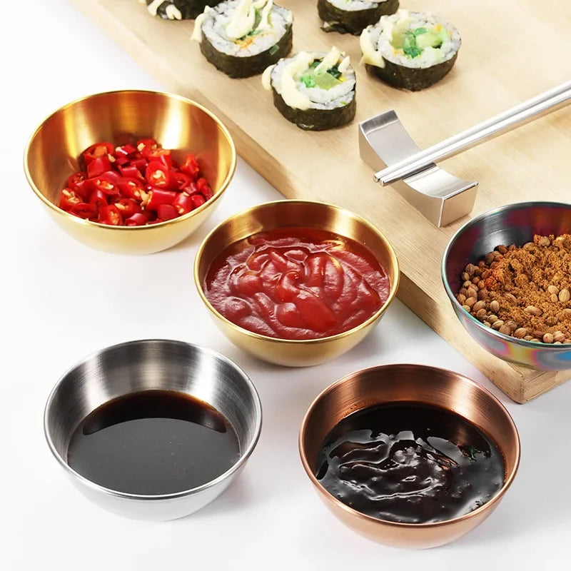 Stainless steel golden sauce plates - condiment and appetizer plates 2 pcs. / 4 pcs.