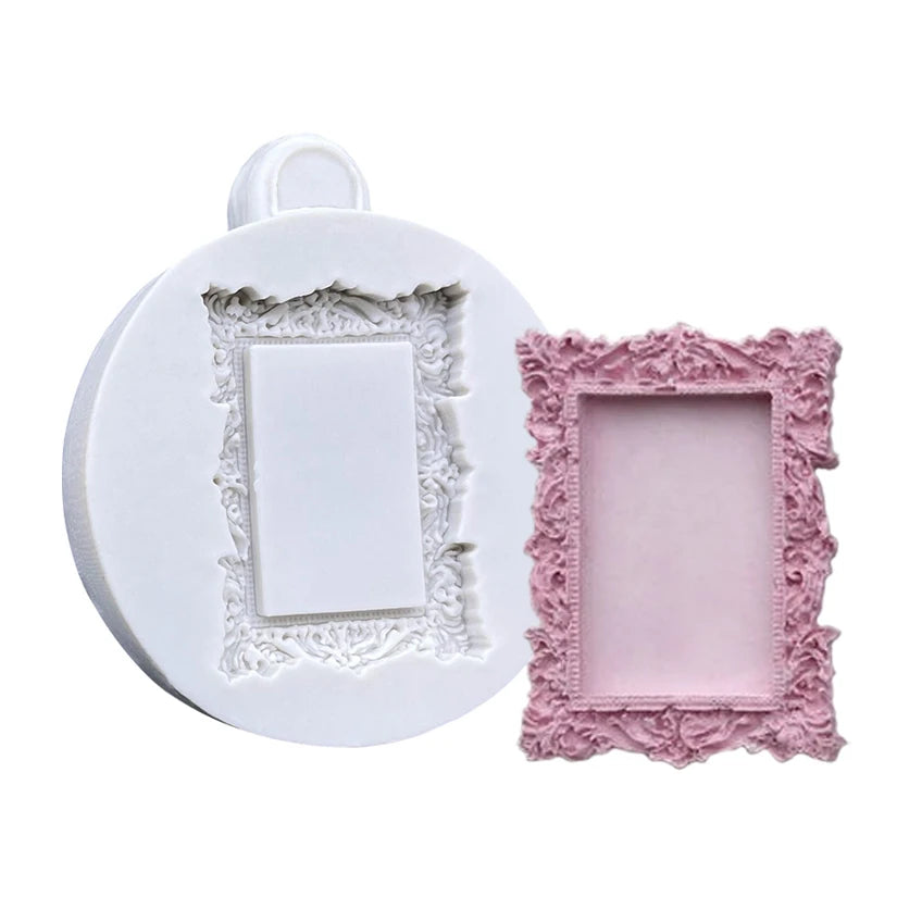 Baroque Photo Frame &amp; Mirror Silicone Mold – Elegant Sugarcraft Tool