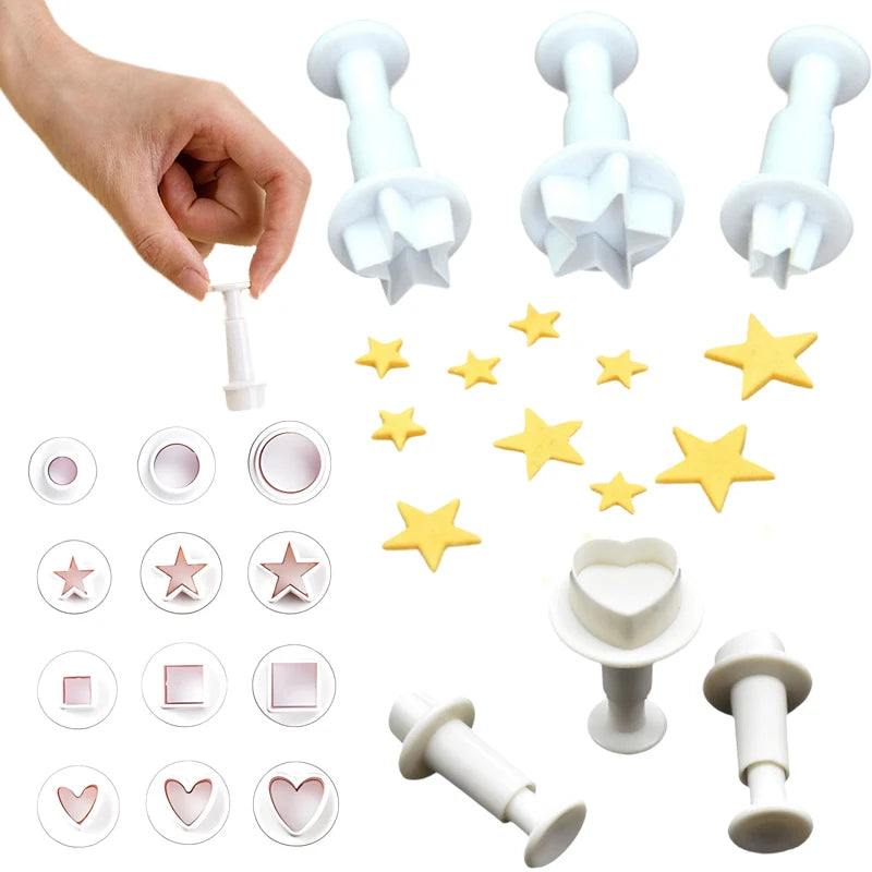 Geometric Pressing Spring Mold Handmade DIY Cutters for Biscuit Cookie Fondant Cake Heart Round Star Square Decorating Tools ZYF