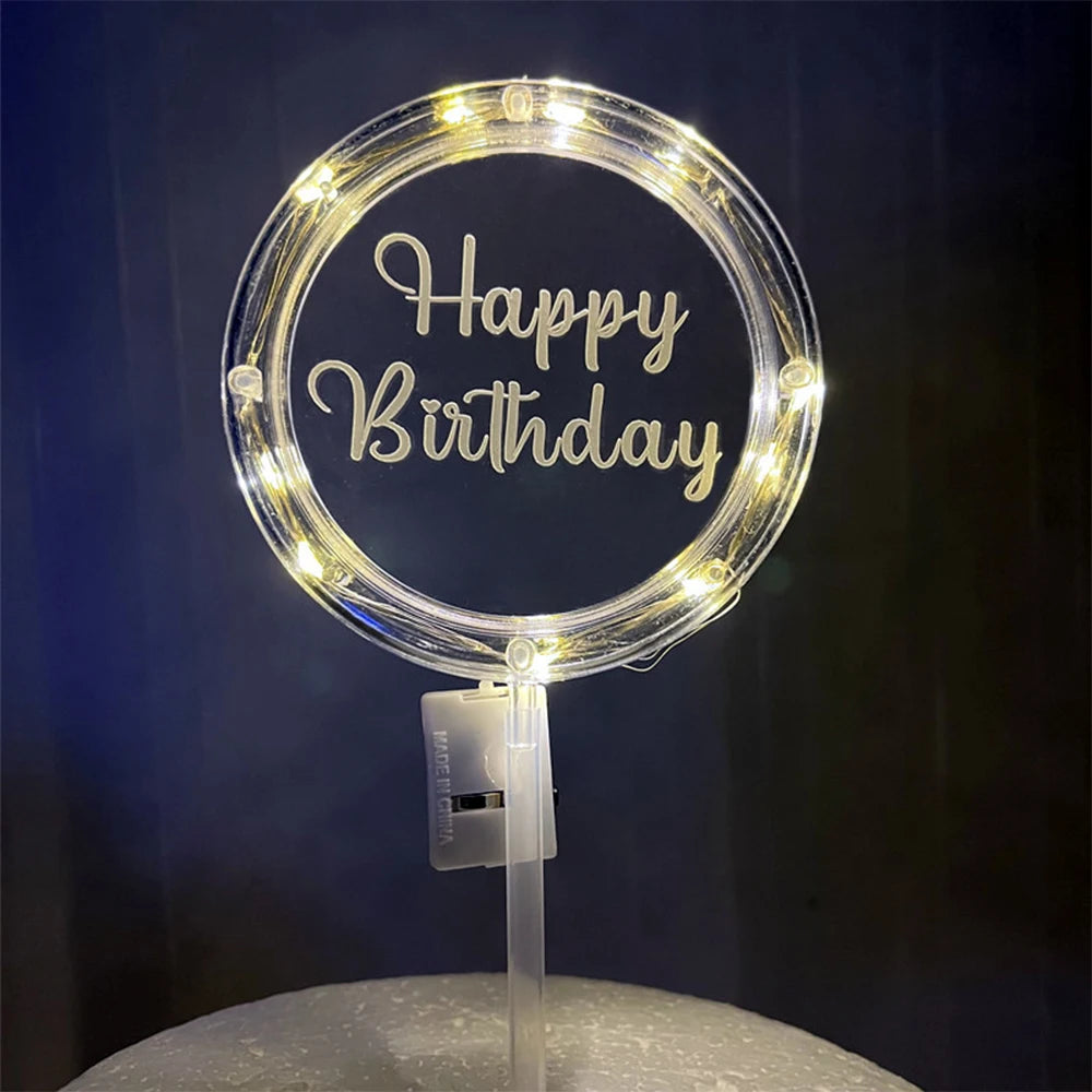 LED acrylic cake decoration "Happy Birthday" - night light