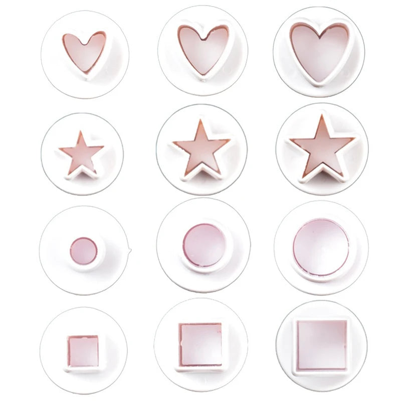 Geometric Pressing Spring Mold Handmade DIY Cutters for Biscuit Cookie Fondant Cake Heart Round Star Square Decorating Tools ZYF
