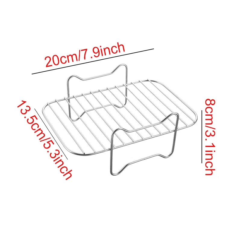 Air Fryer Baking Rack – Metal Grill Accessory (Square / Round / Rectangle)