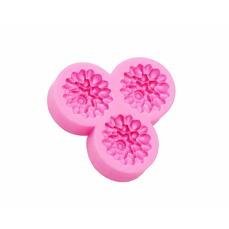 Silicone mold flower, three-piece