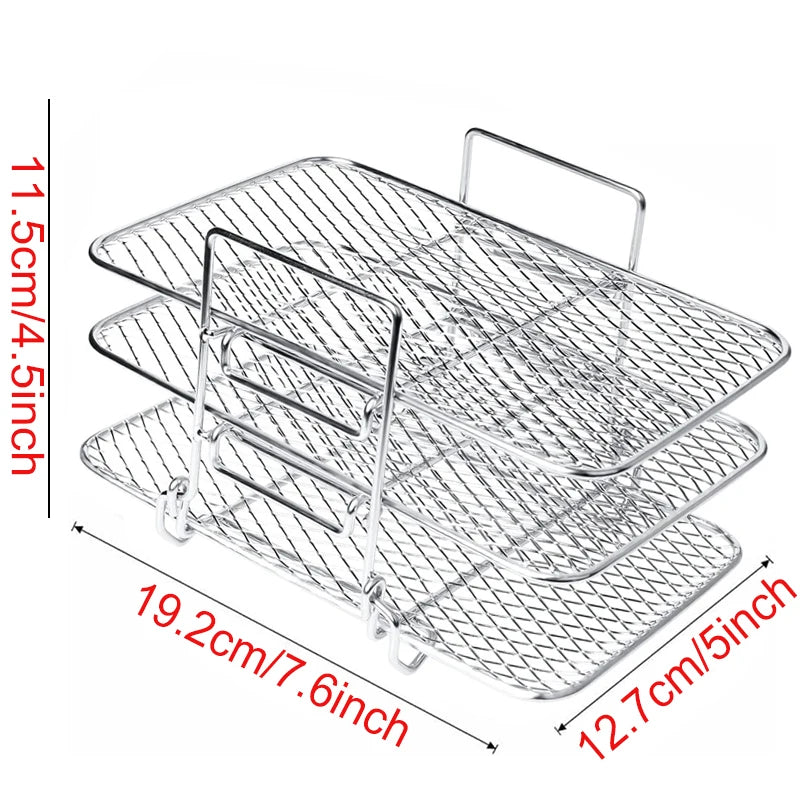 Air Fryer Baking Rack – Metal Grill Accessory (Square / Round / Rectangle)