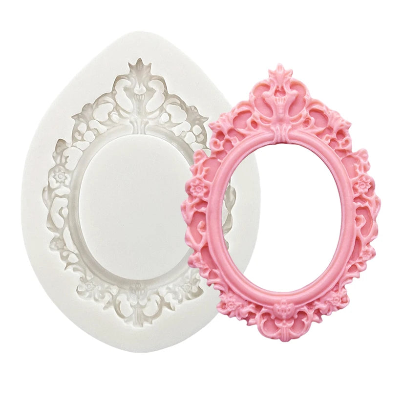 Baroque Photo Frame &amp; Mirror Silicone Mold – Elegant Sugarcraft Tool