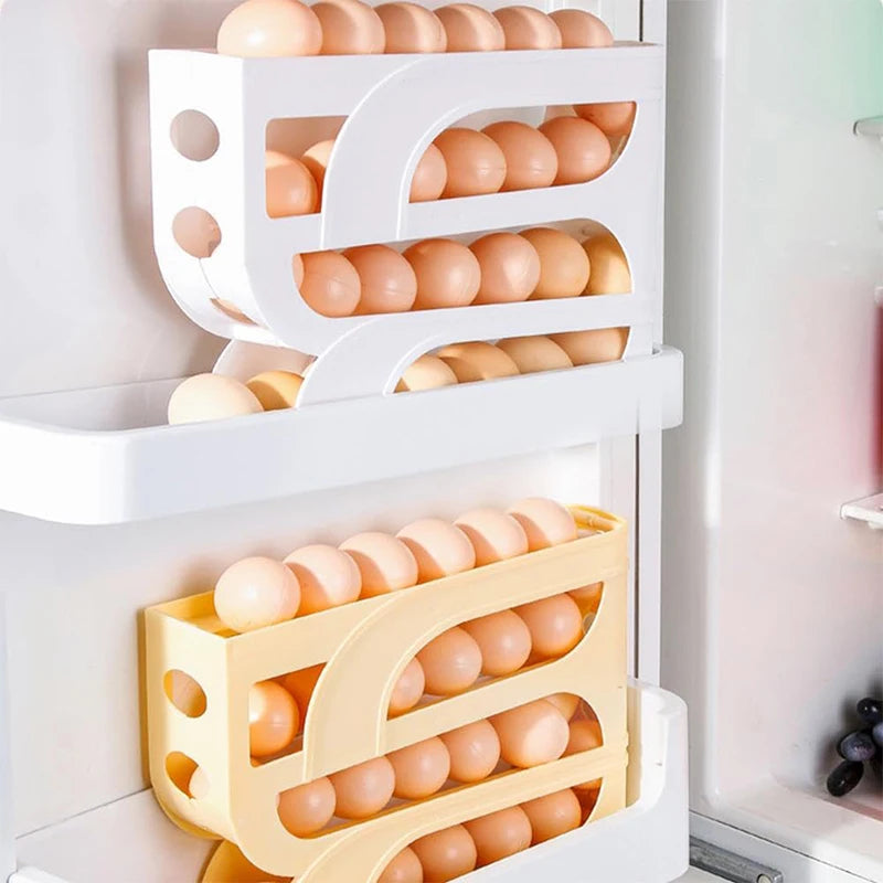 Automatic Roll-Out Egg Storage Box – 30-Egg Refrigerator Organizer