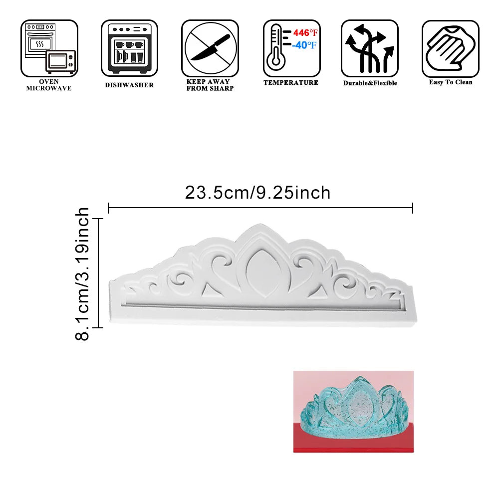 9-Pattern Crown Shape Silicone Fondant Mold
