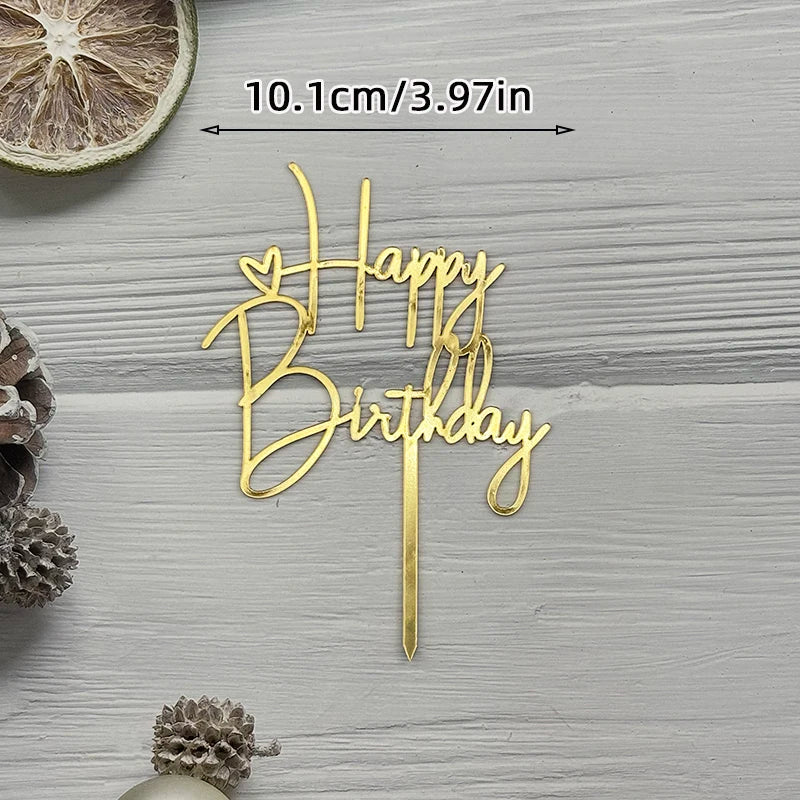 Elegant Rose Gold "Happy Birthday" Cake Topper | Premium Acrylic Decor