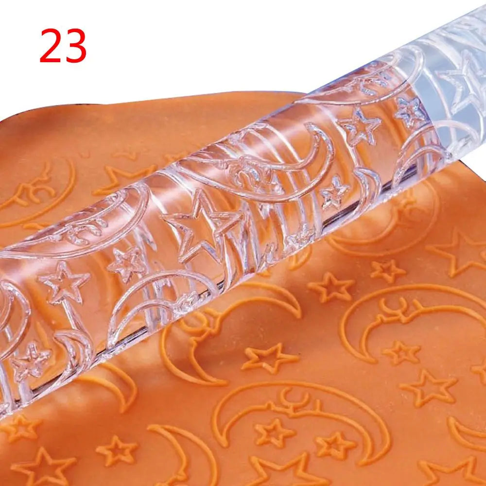 21-Style Embossing Acrylic Rolling Pin – Professional Textured Baking Tool