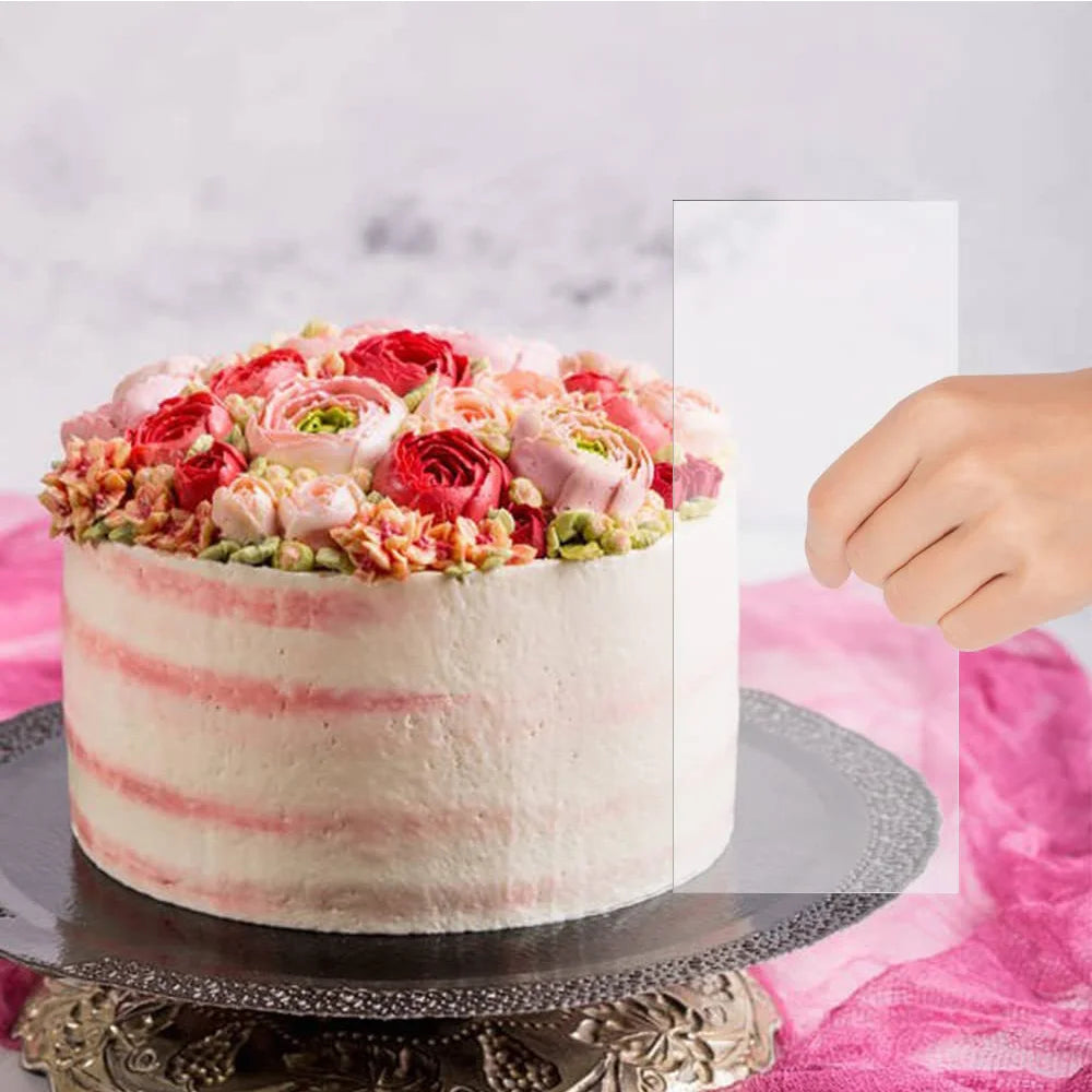 2-Piece Acrylic Cake Scraper Set: Contour Stripe & Smoother Comb