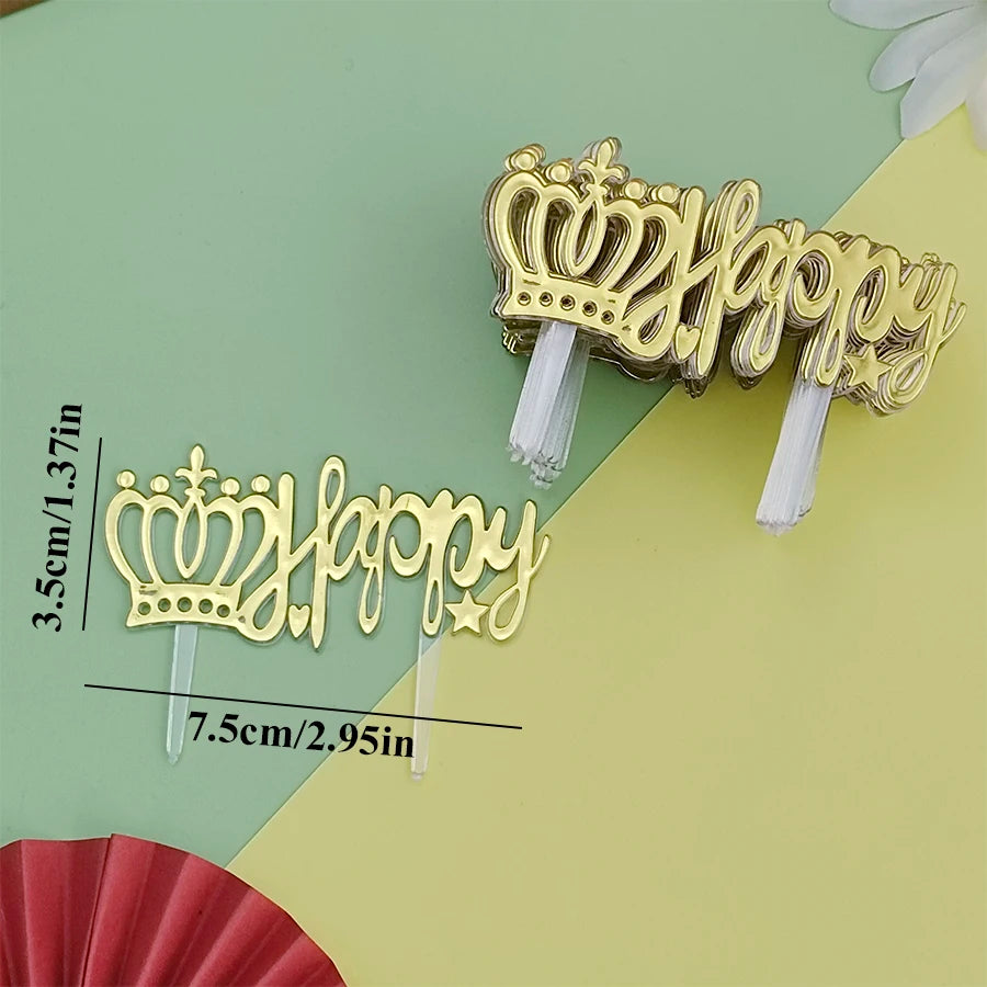 25PCS “Happy Birthday” Gold Cake Decorations – Party Cake Toppers