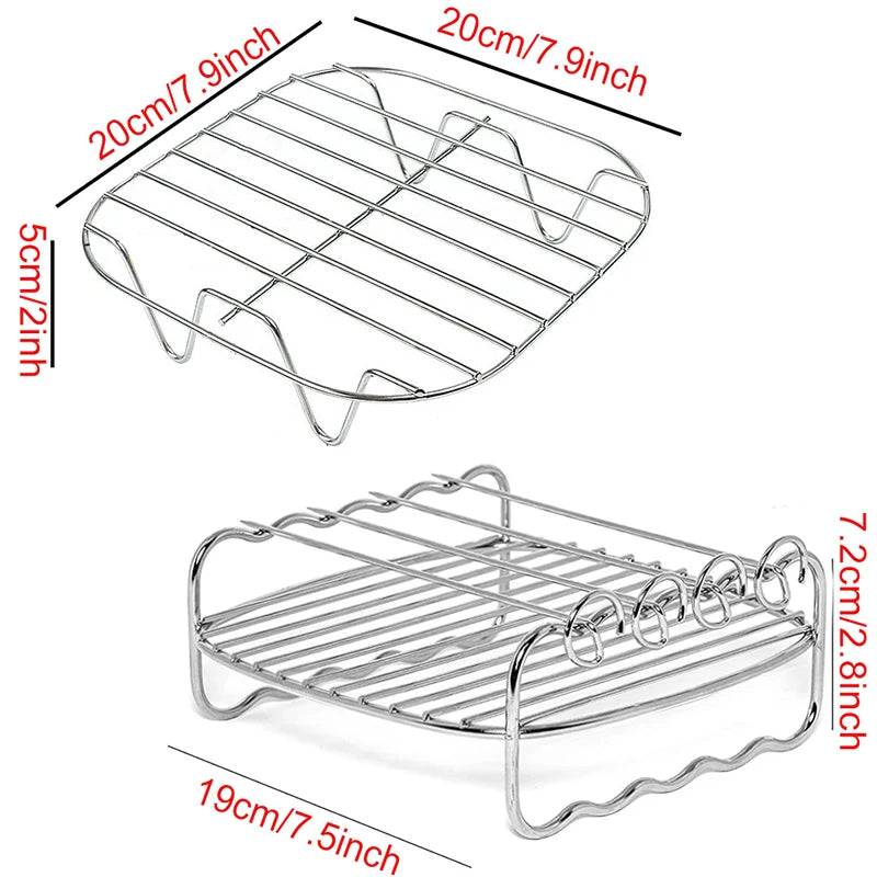 Air Fryer Baking Rack – Metal Grill Accessory (Square / Round / Rectangle)