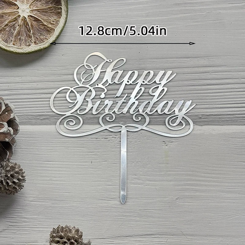 Elegant Rose Gold "Happy Birthday" Cake Topper | Premium Acrylic Decor